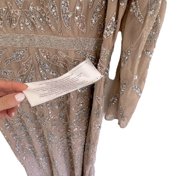 Mac Duggal Beaded Long Sleeve evening gown 5124 Mocha size 14 - Picture 8 of 11